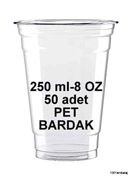 Plastik Bardak 250 Ml 8 Oz 50 Adet Şeffaf