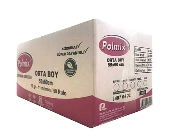 Çöp Torbası Polmix Orta Boy 70 Gram 55X60 Mavi 1 Koli 50 Paket