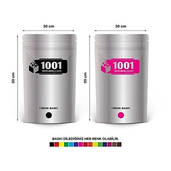 20X30 Cm 2 Baskılı Alüminyum Renkli İki Taraf Tek Renk Doypack Torba 1000 Gr /06/