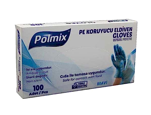 Eldiven Hibrit Polietilen Mavi Flex Polmix 1 Kutu 100 Adet