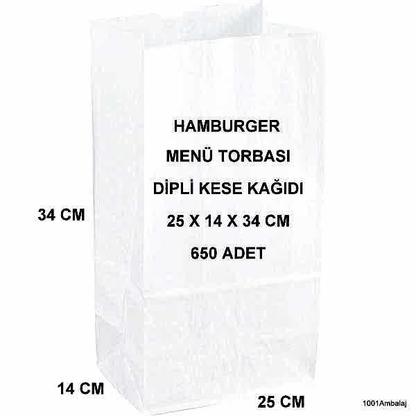 Paket Servis Torbası 25X14X34 Cm Beyaz Renk 650 Adet