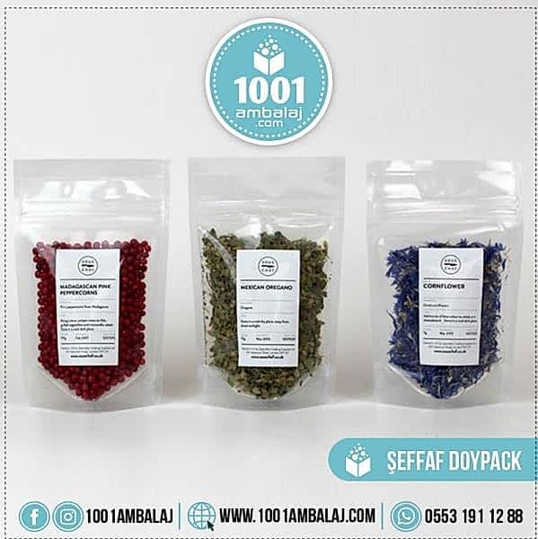 8,5X14,5 Cm 1 Baskılı Şeffaf Renkli Tek Taraf Tek Renk Doypack Torba 50 Gr /70/