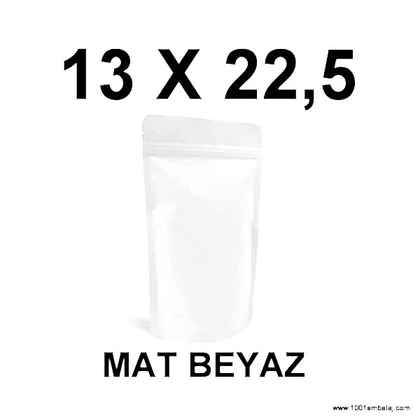 13X22,5 Cm Mat Beyaz Renk Doypack Torba /17/