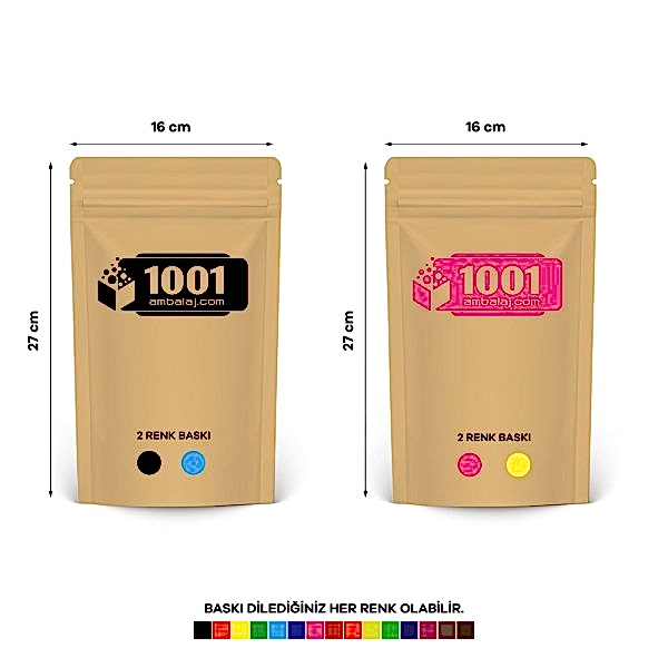 16X27 Cm 4 Baskılı Kraft Renkli İki Taraf İki Renk Doypack Torba 500 Gr /33/