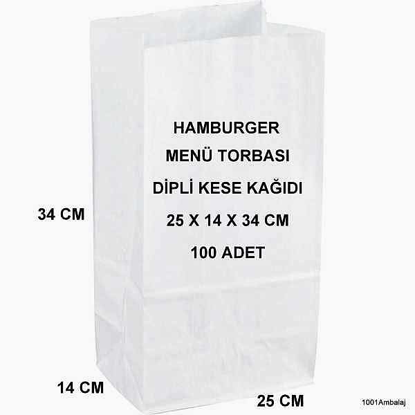 Paket Servis Torbası 25X14X34 Cm Beyaz Renk 100 Adet