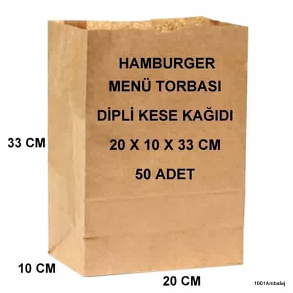 Paket Servis Torbası 20X10X33 Cm Kraft Renk 50 Adet