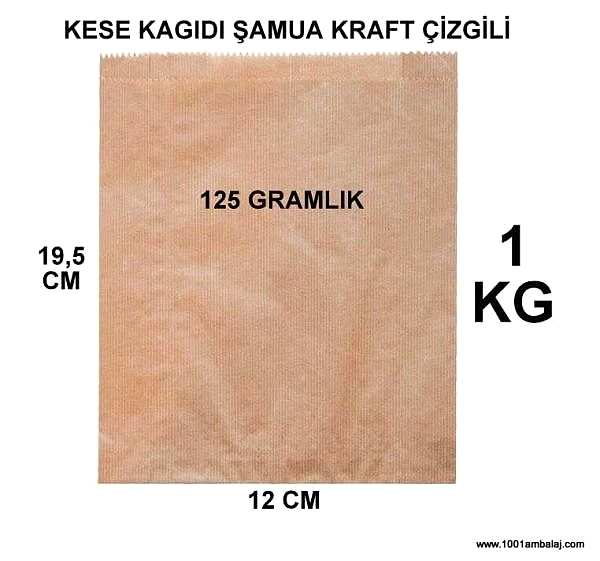 Kese Kağıdı Çizgili Şamua Kraft 125 Gramlık 12X19,5 Cm 1 Kilo