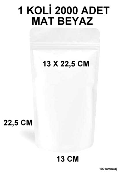 13X22,5 Cm Mat Beyaz Renkli (1 Koli 2000 Adet) Kilitli Doypack Torba 250 Gr /17/
