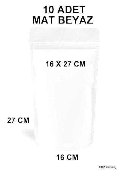 16X27 Cm Mat Beyaz Renkli ** 10 Adet ** Kilitli Doypack Torba 500 Gr /18/