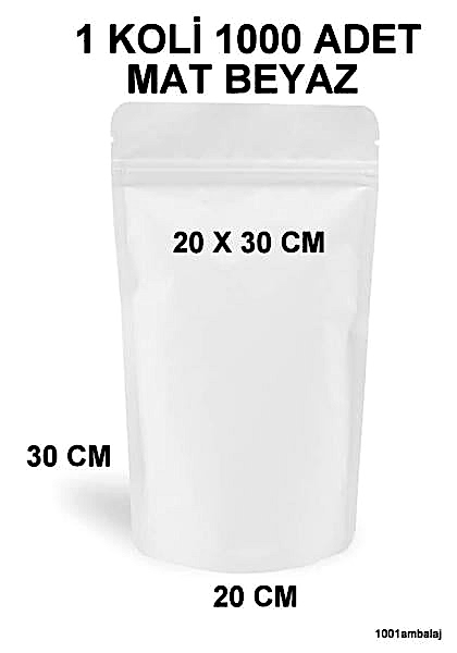 20X30 Cm Mat Beyaz Renkli (1 Koli 1000 Adet) Kilitli Doypack Torba 1000 Gr /19/