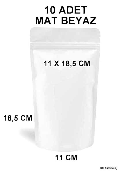 11X18,5 Cm Mat Beyaz Renkli ** 10 Adet ** Kilitli Doypack Torba 100 Gr /16/