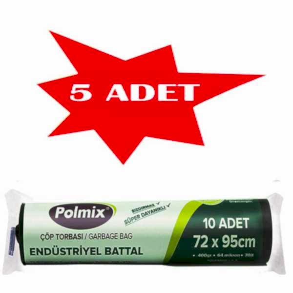 Çöp Torbası Polmix Endüstiriyel 400 Gram 72X95 Mavi 5 Paket