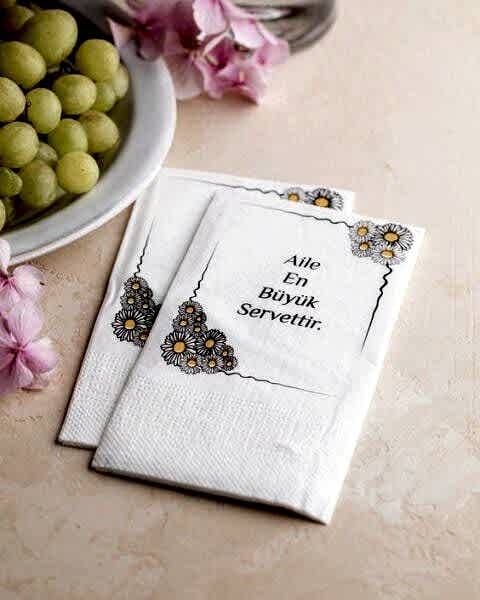 Baskılı Peçete 25X25 Cm 1-2-3 Renk Baskılı Çift Kat Kraft Kare Ve Garson Katlama Peçete