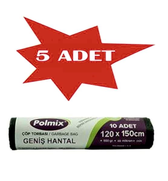 Çöp Torbası Polmix Konteyner 800 Gram 120X150 Siyah 5 Paket