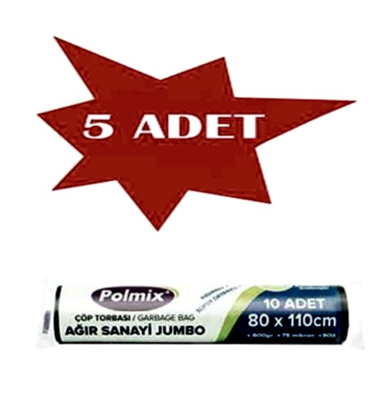 Çöp Torbası Polmix Ağır Sanayi 600 Gram 80X110 Siyah 5 Paket