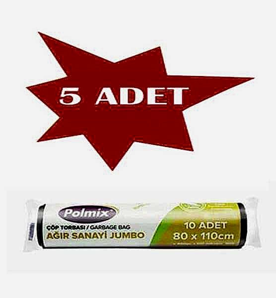 Çöp Torbası Polmix Ağır Sanayi 800 Gram 80X110 Siyah 5 Paket