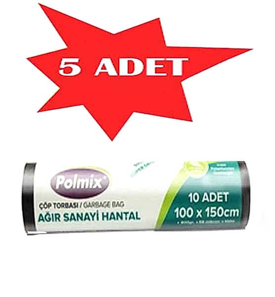Çöp Torbası Polmix Ağır Sanayi 1000 Gram 100X150 Mavi 5 Paket