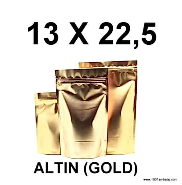 13X22,5 Cm Gold Renk Doypack Torba /22/