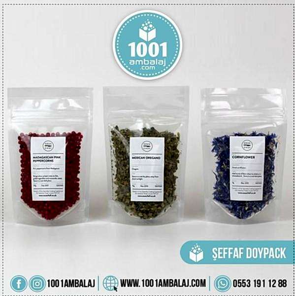 8,5X14,5 Cm 3 Baskılı Şeffaf Renkli Tek Taraf Üç Renk Doypack Torba 50 Gr /70/