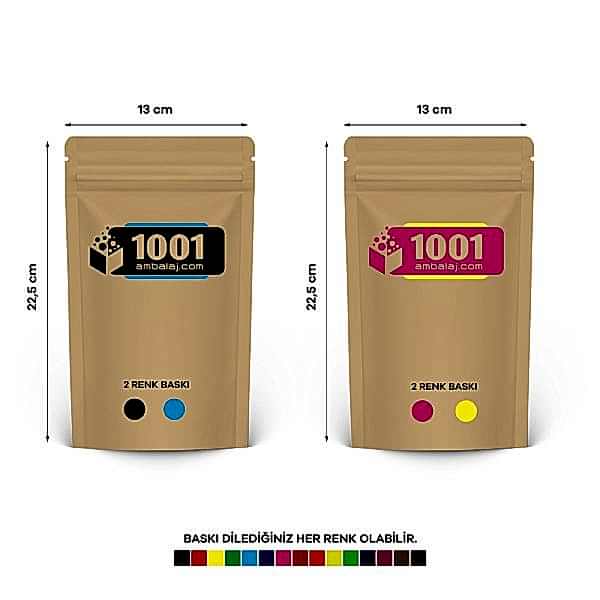 13X22,5 Cm 4 Baskılı Kraft Renkli İki Taraf İki Renk Doypack Torba 250 Gr /31/