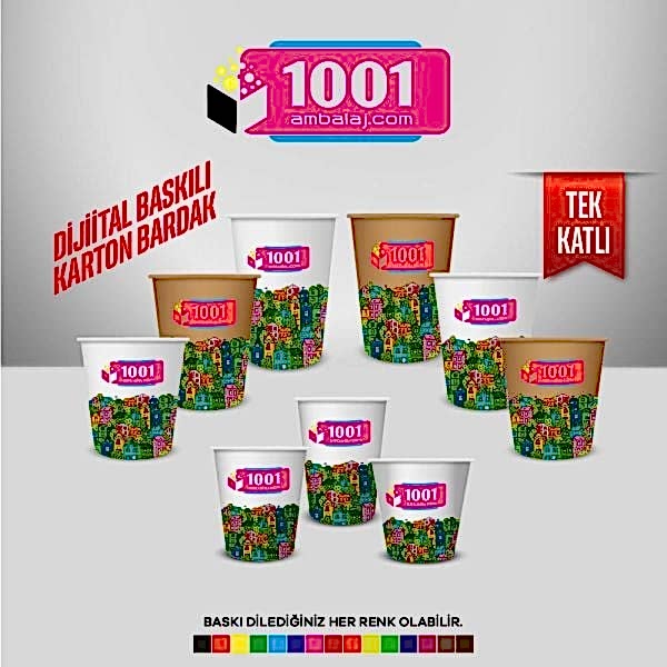 Dijital Baskılı 12 Oz Karton Bardak Tek Kat Duvarlı Beyaz Soğuk
