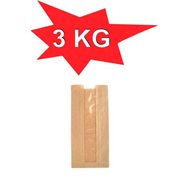 Kese Kağıdı Çizgili Şamua Kraft Pencereli 15X40 3 Kilo