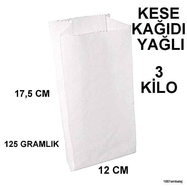 Kese Kağıdı Yağlı Baskısız 125 Gramlık 12X17,5 Cm 3 Kilo