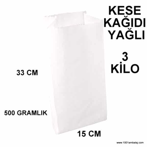 Kese Kağıdı Yağlı Baskısız 500 Gramlık 3 Kilo 15X33 Cm
