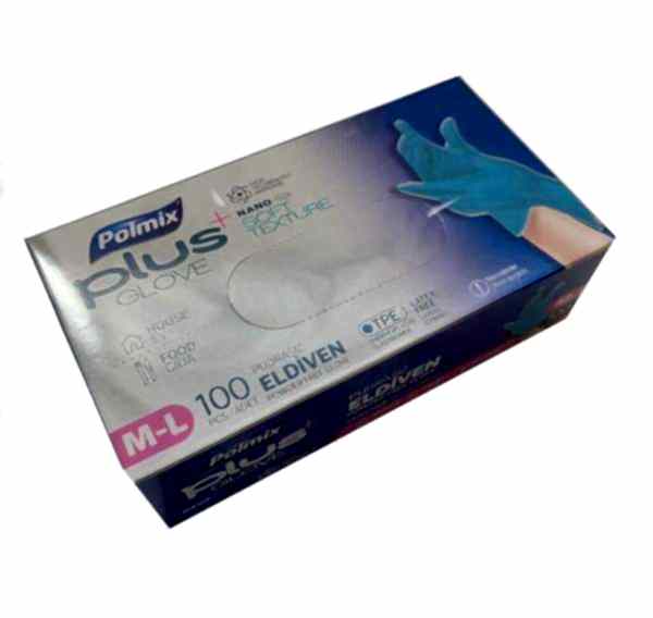 Eldiven Hibrit Polietilen Mavi Flex Polmix Plus 1 Kutu 100 Adet