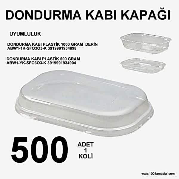 Dondurma kabı Kapağı Plastik 50 Li 10 Paket (500 Adet) 1 Koli