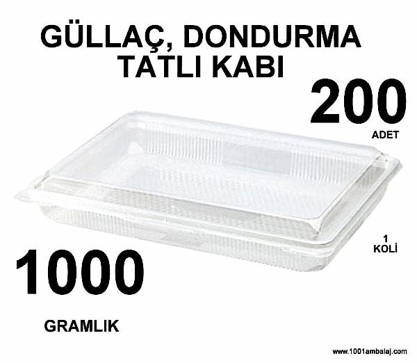 Güllaç, Dondurma,Tatli kabı 1000 Gr 25 Li 8 Paket 200 Adet 1 Koli