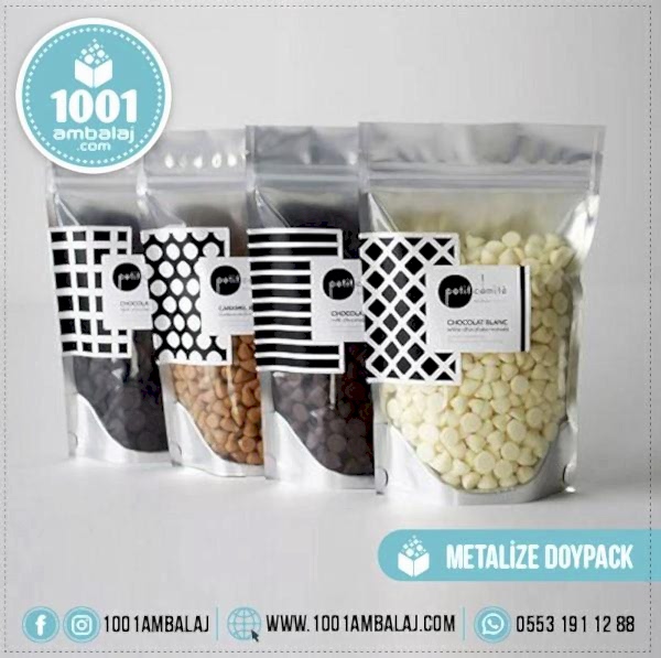 15X24 Cm 4 Baskılı Ön Şeffaf Arka Metalize Renkli İki Taraf İki Renk Doypack Torba 350 Gr /57/