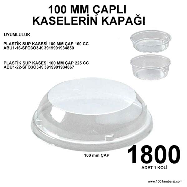 Plastik Sup Kasesi Kapağı Bombe 100 Mm Çap 200 Lü 9 Paket 1 Koli