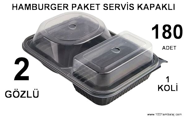 Hamburger Paket Servis kapaklı 2 Gözlü Kab 180 Adet 1 Koli