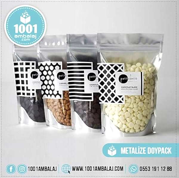 16X27 Cm 3 Baskılı Ön Şeffaf Arka Metalize Renkli Tek Taraf Üç Renk Doypack Torba 500 Gr /58/