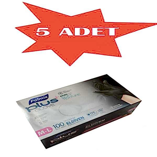 Eldiven Hibrit Polietilen Siyah Flex Polmix Plus 5 Kutu 500 Adet