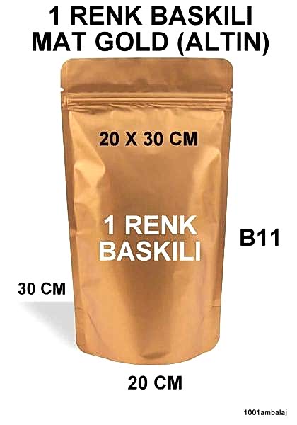 20X30 Cm 1 Baskılı Mat Gold ( Altın Renkli ) Tek Taraf Tek Renk Doypack Torba 1000 Gr /28/