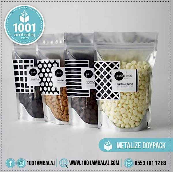 18X29 Cm 2 Baskılı Ön Şeffaf Arka Metalize Renkli İki Taraf Tek Renk Doypack Torba 750 Gr /59/