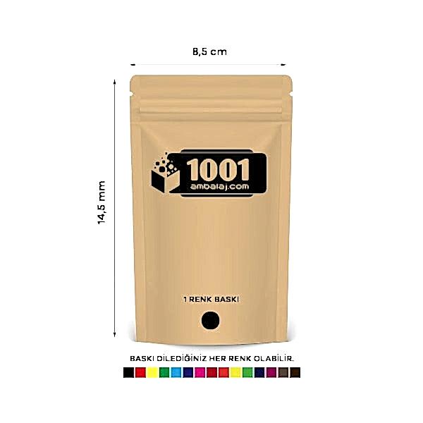 8,5X14,5 Cm 1 Baskılı Kraft Renkli Tek Taraf Tek Renk Doypack Torba 50 Gr /29/