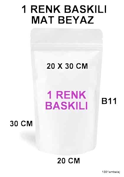 20X30 Cm 1 Baskılı Mat Beyaz Renkli Tek Taraf Tek Renk Doypack Torba 1000 Gr /19/
