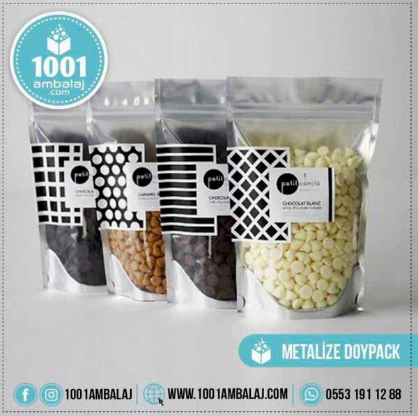 16X27 Cm 1 Baskılı Ön Şeffaf Arka Metalize Renkli Tek Taraf Tek Renk Doypack Torba 500 Gr /58/