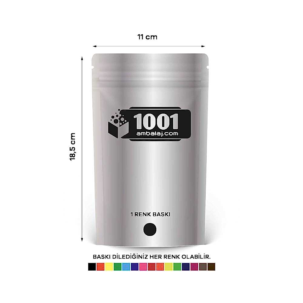11X18,5 Cm 1 Baskılı Alüminyum Renkli Tek Taraf Tek Renk Doypack Torba 100 Gr /02/