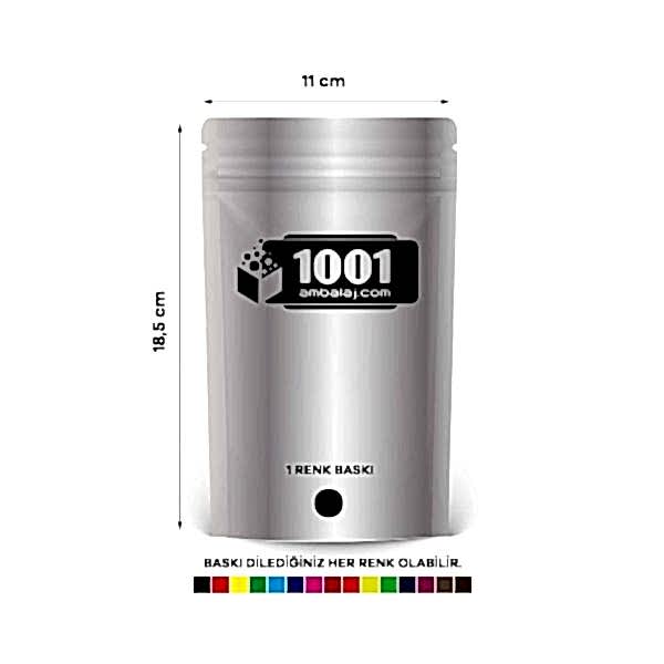11X18,5 Cm 1 Baskılı Alüminyum Renkli Tek Taraf Tek Renk Doypack Torba 100 Gr /02/