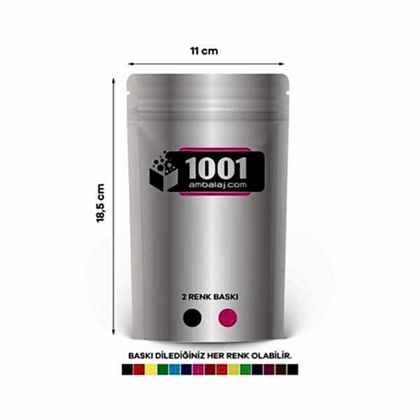 11X18,5 Cm 2 Baskılı Alüminyum Renkli Tek Taraf İki Renk Doypack Torba 100 Gr /02/