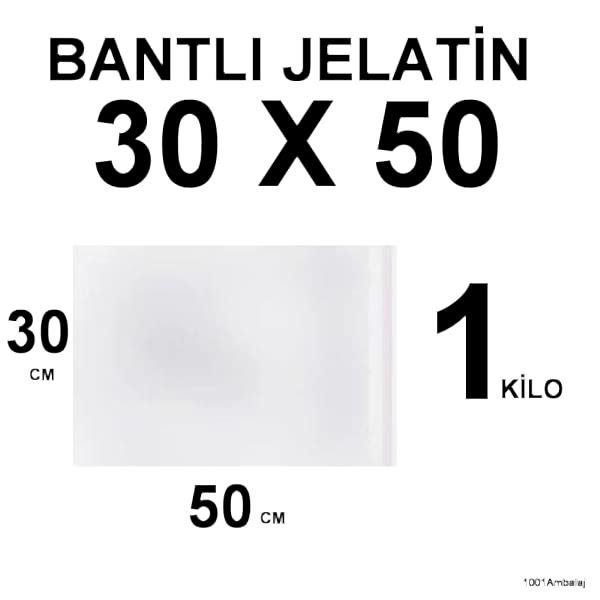Bantlı Jelatin Torba 30X50 Cm 1 Kilo 1001 Ambalaj