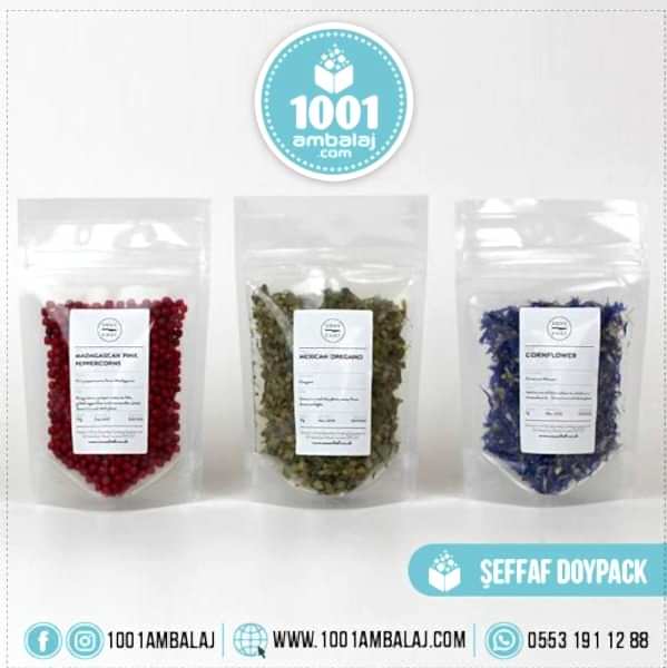 18X29 Cm 2 Baskılı Şeffaf Renkli Tek Taraf İki Renk Doypack Torba 750 Gr /74/