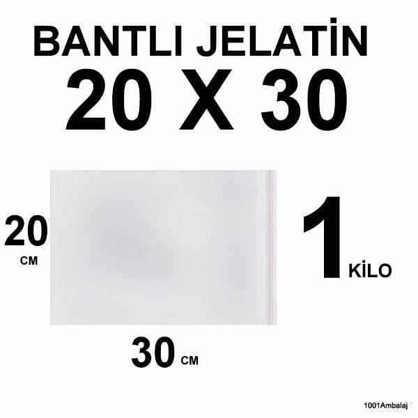 Bantlı Jelatin Torba 20X30 Cm 1 Kilo 1001 Ambalaj