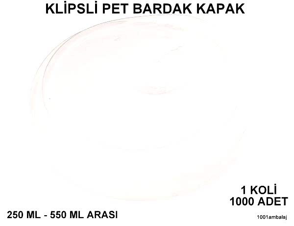 Bardak Kapağı Düz Klipsli Plastik Şeffaf 8 Oz - 18 Oz Arasi / 95 Çap / 1 Koli 1000 Adet