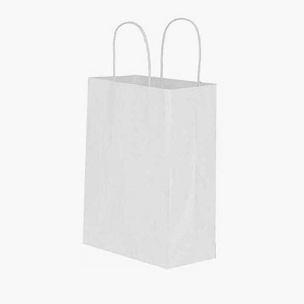 Kraft kağıt Çanta 19X8X24 Cm Beyaz 50 Adet