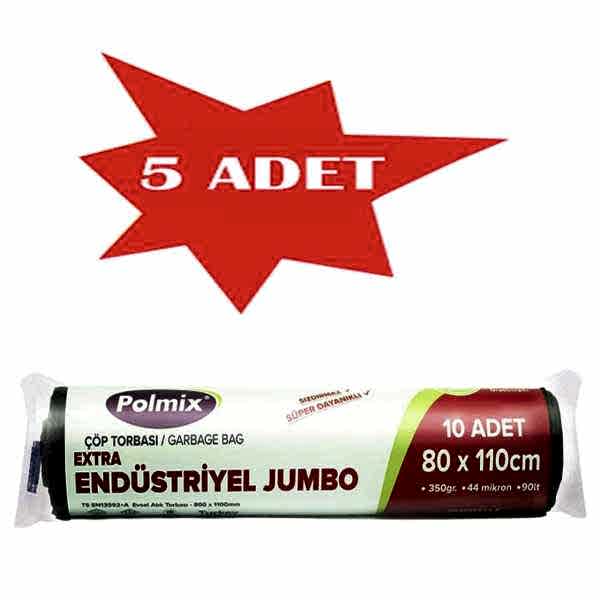 Çöp Torbası Polmix Endüstiriyel 80X110 Siyah 5 Paket